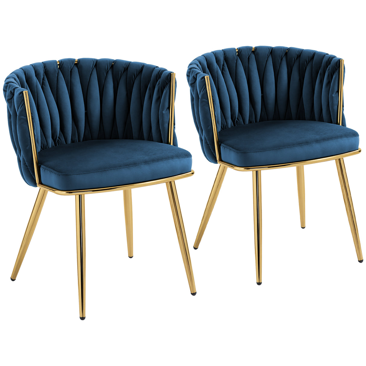 Velvet Dining Chairs in Set Of 2 With Gold Metal Legs- Velmora