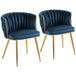 Velvet Dining Chairs in Set Of 2 With Gold Metal Legs- Velmora