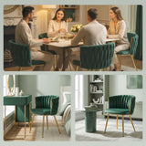 Velvet Dining Chairs in Set Of 2 With Gold Metal Legs- Velmora