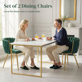 Velvet Dining Chairs in Set Of 2 With Gold Metal Legs- Velmora
