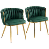 Velvet Dining Chairs in Set Of 2 With Gold Metal Legs- Velmora