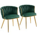 Velvet Dining Chairs in Set Of 2 With Gold Metal Legs- Velmora