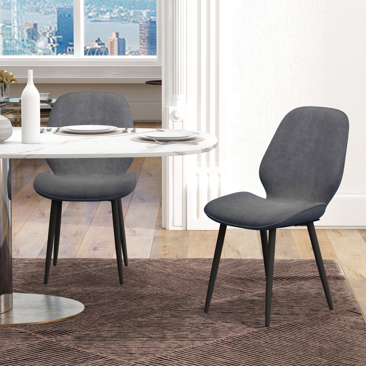 Velvet Dining Chairs in Set Of 2 With Metal Legs - Velmora