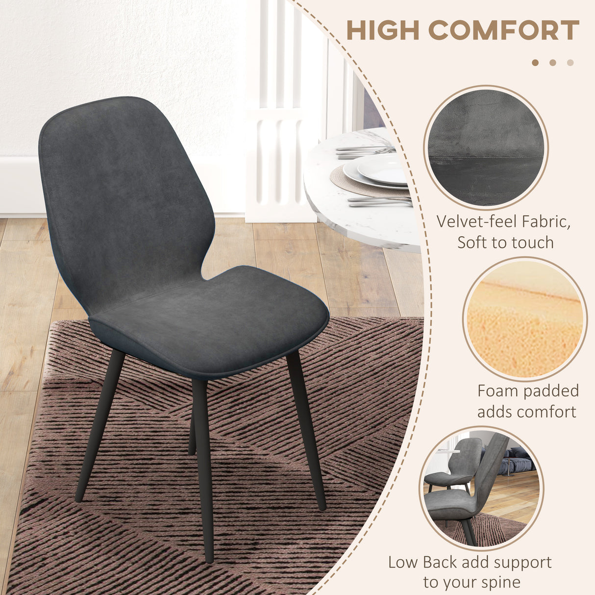 Velvet Dining Chairs in Set Of 2 With Metal Legs - Velmora