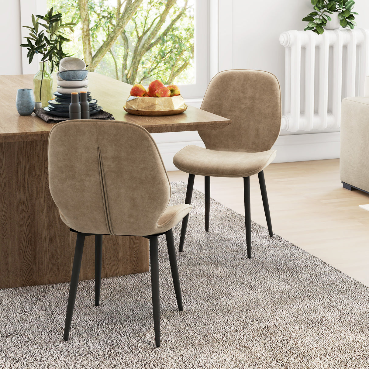 Velvet Dining Chairs in Set Of 2 With Metal Legs - Velmora