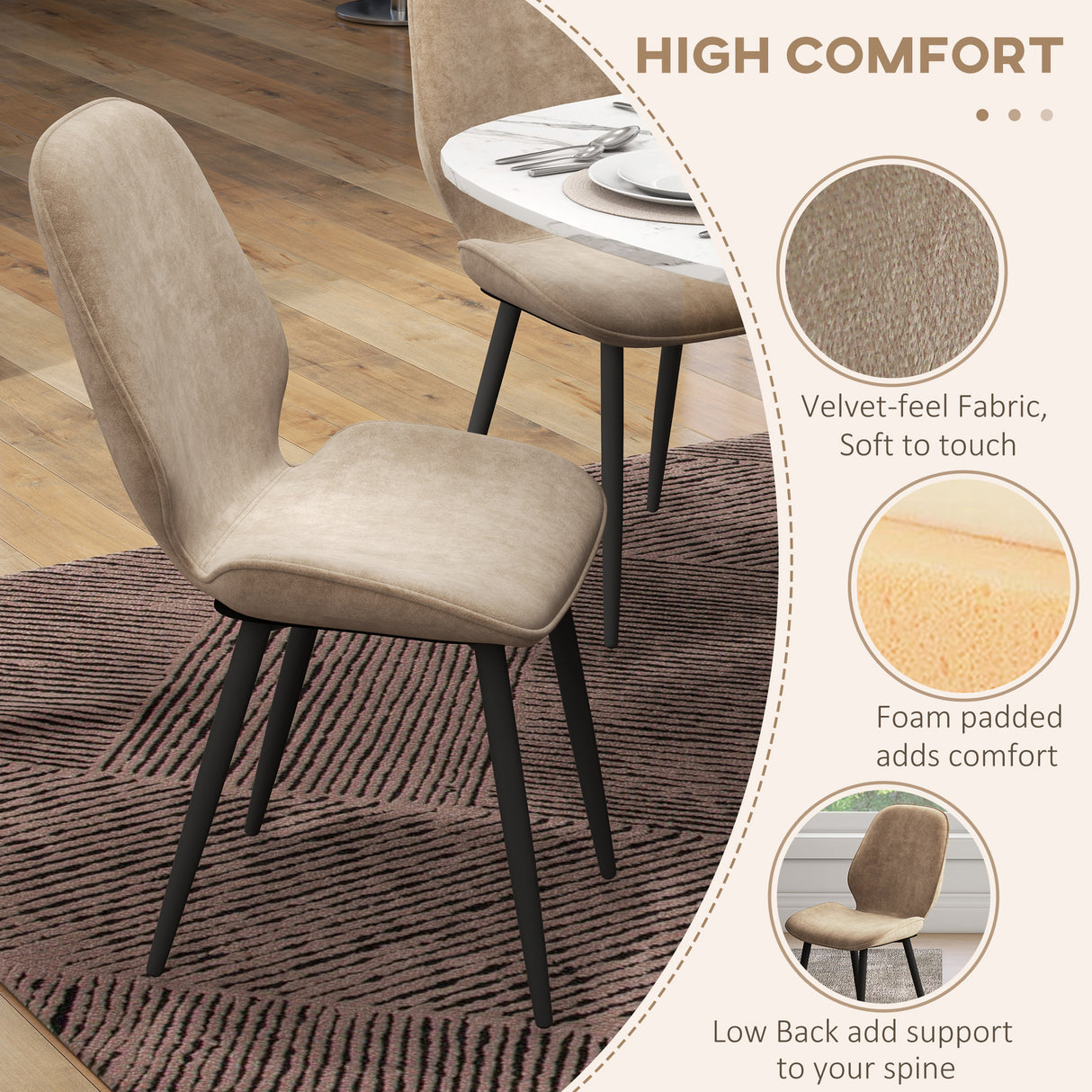 Velvet Dining Chairs in Set Of 2 With Metal Legs - Velmora