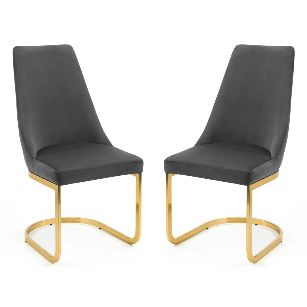 Velvet Dining Chairs in Set Of 2 Cantilever - Vittoria
