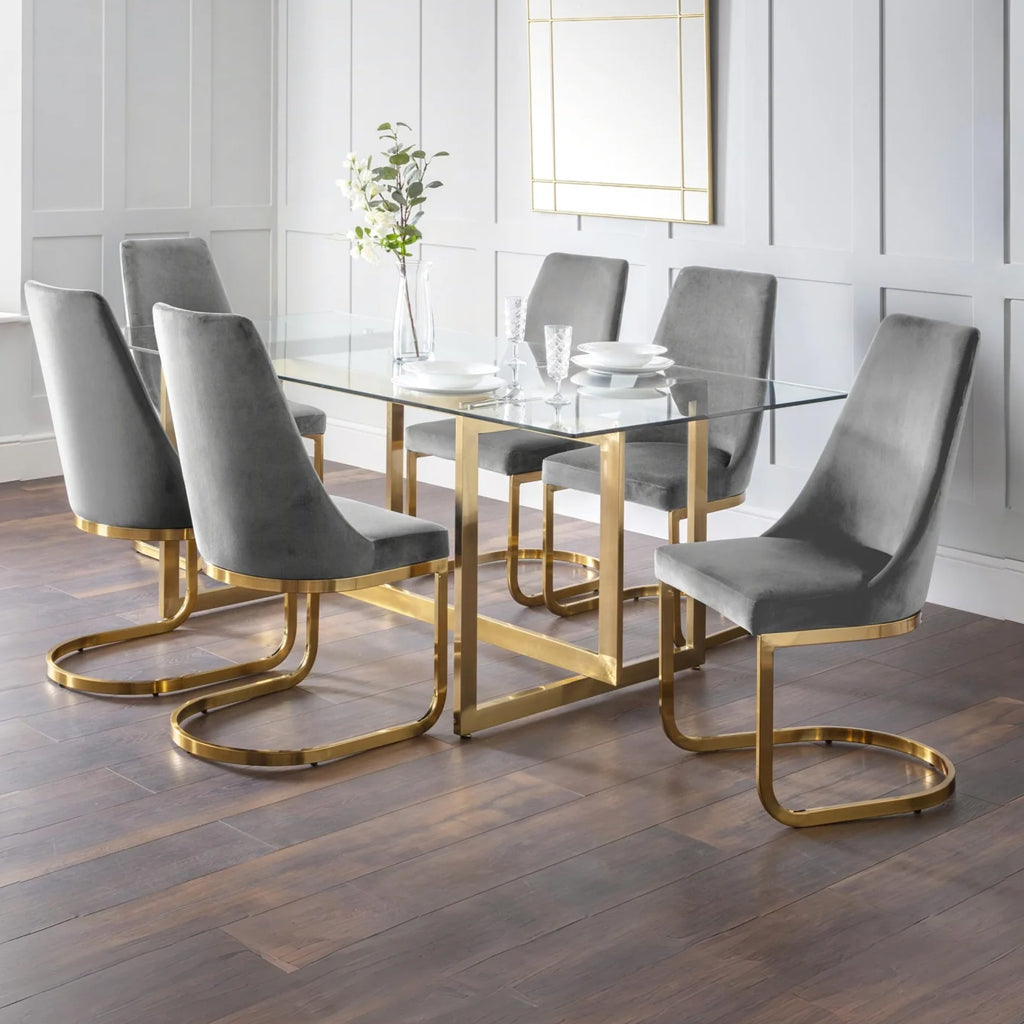Velvet Dining Chairs in Set Of 2 Cantilever - Vittoria