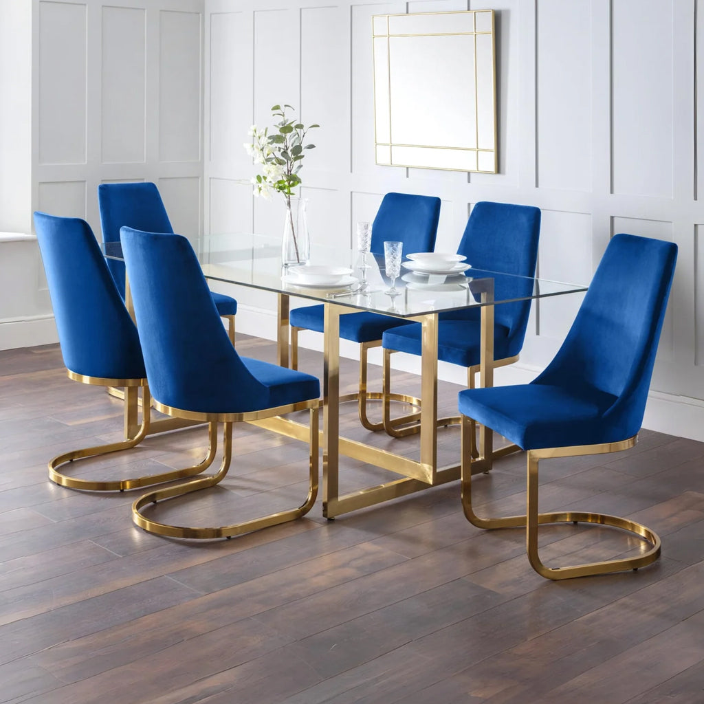 Velvet Dining Chairs in Set Of 2 Cantilever - Vittoria