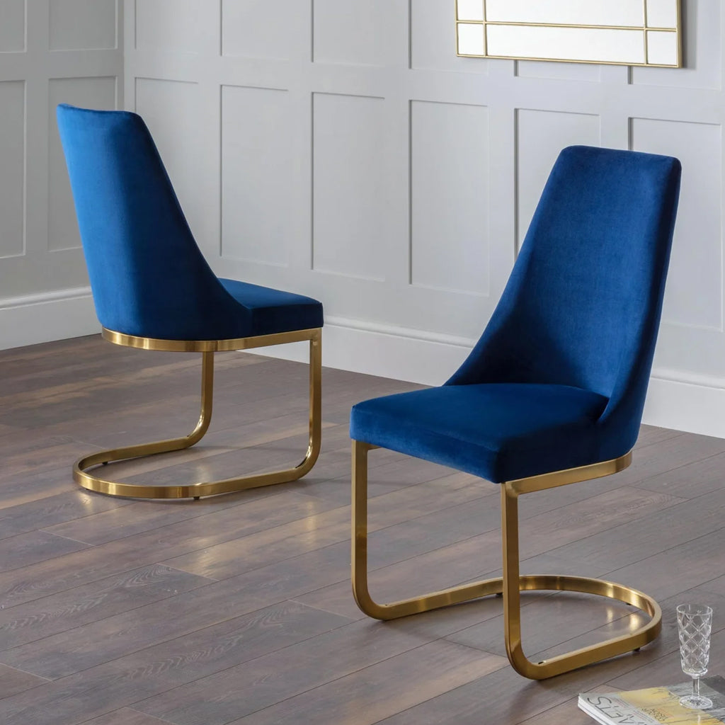 Velvet Dining Chairs in Set Of 2 Cantilever - Vittoria