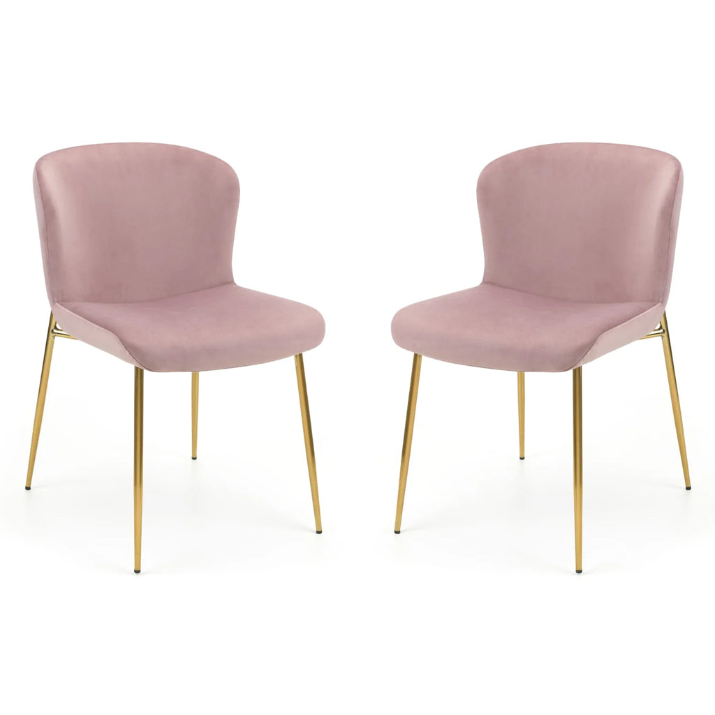 Velvet Dining Chairs in Set Of 2 With Gold Metal Legs - Harper