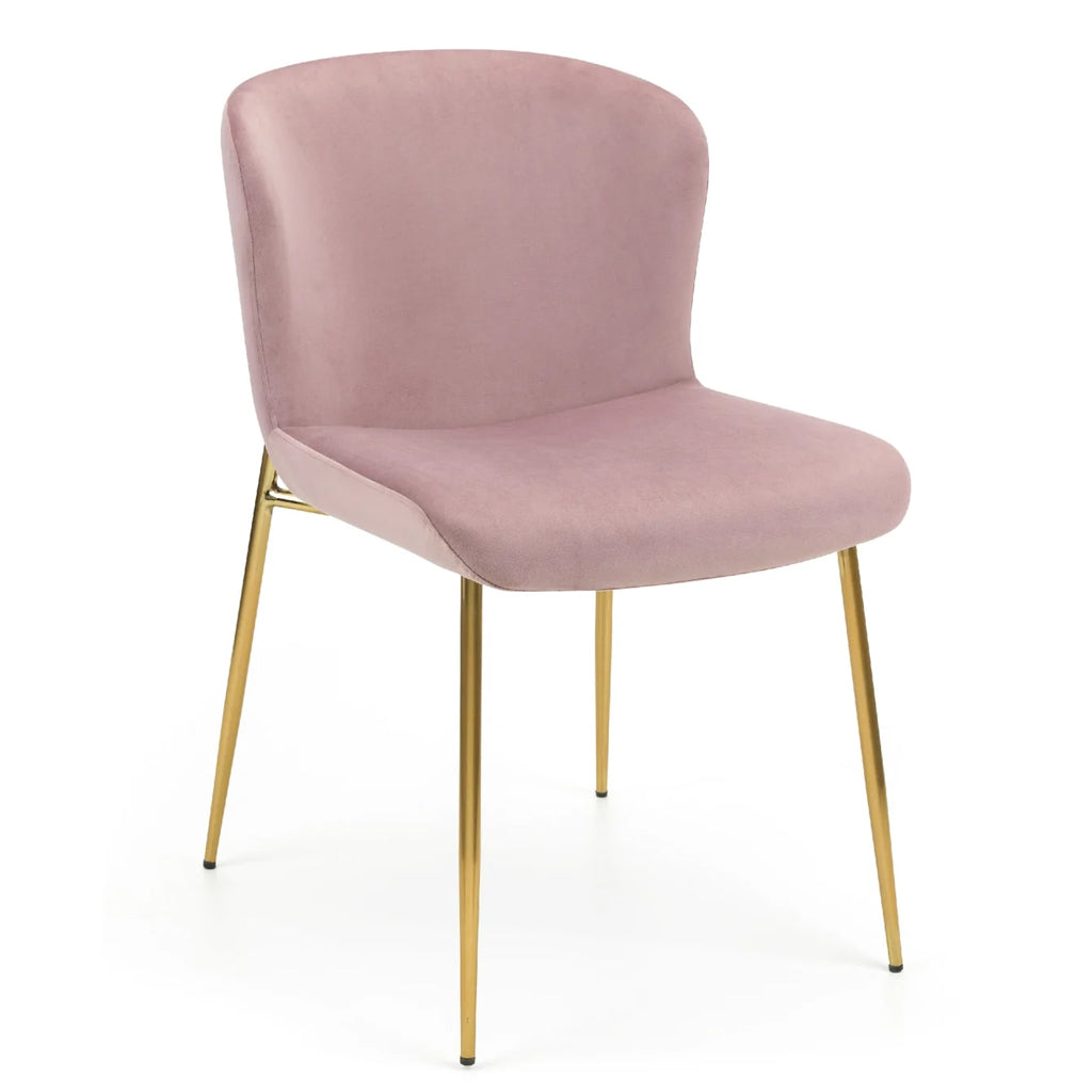 Velvet Dining Chairs in Set Of 2 With Gold Metal Legs - Harper