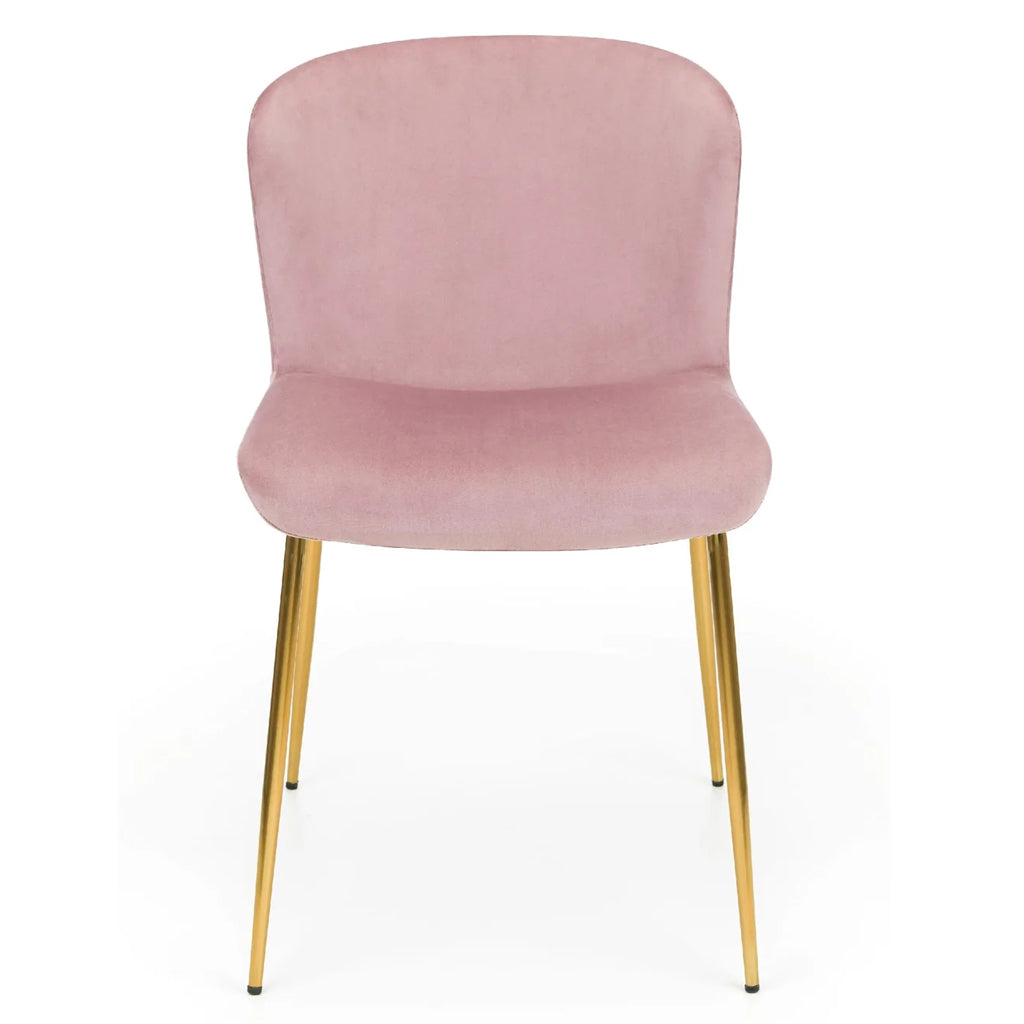 Velvet Dining Chairs in Set Of 2 With Gold Metal Legs - Harper