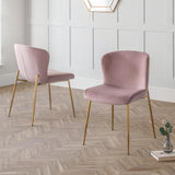 Velvet Dining Chairs in Set Of 2 With Gold Metal Legs - Harper