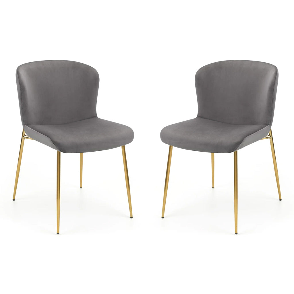 Velvet Dining Chairs in Set Of 2 With Gold Metal Legs - Harper