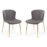Velvet Dining Chairs in Set Of 2 With Gold Metal Legs - Harper