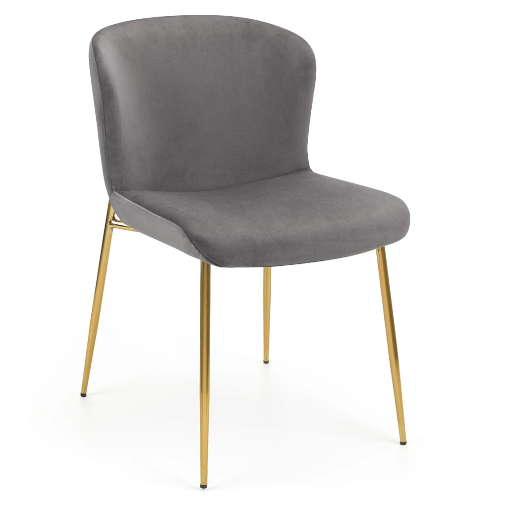 Velvet Dining Chairs in Set Of 2 With Gold Metal Legs - Harper