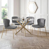 Velvet Dining Chairs in Set Of 2 With Gold Metal Legs - Harper