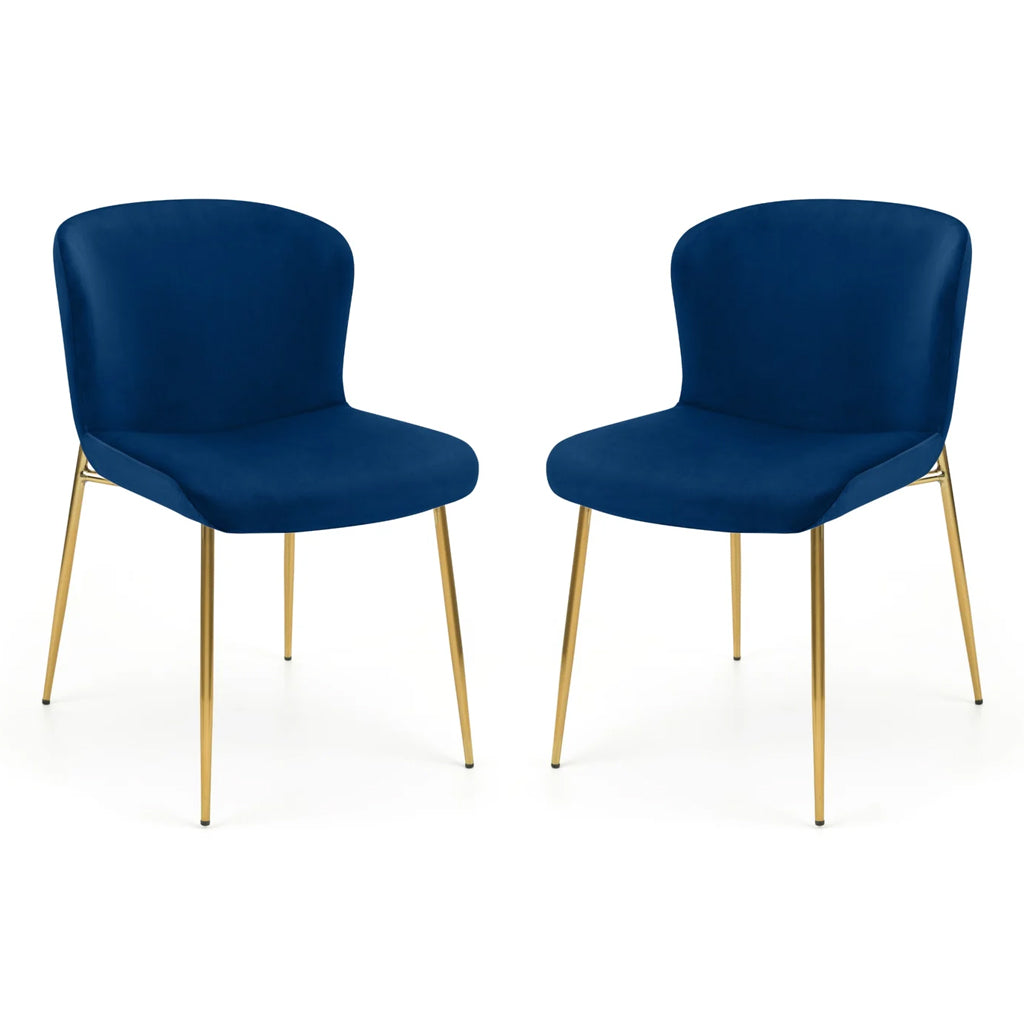Velvet Dining Chairs in Set Of 2 With Gold Metal Legs - Harper