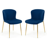 Velvet Dining Chairs in Set Of 2 With Gold Metal Legs - Harper