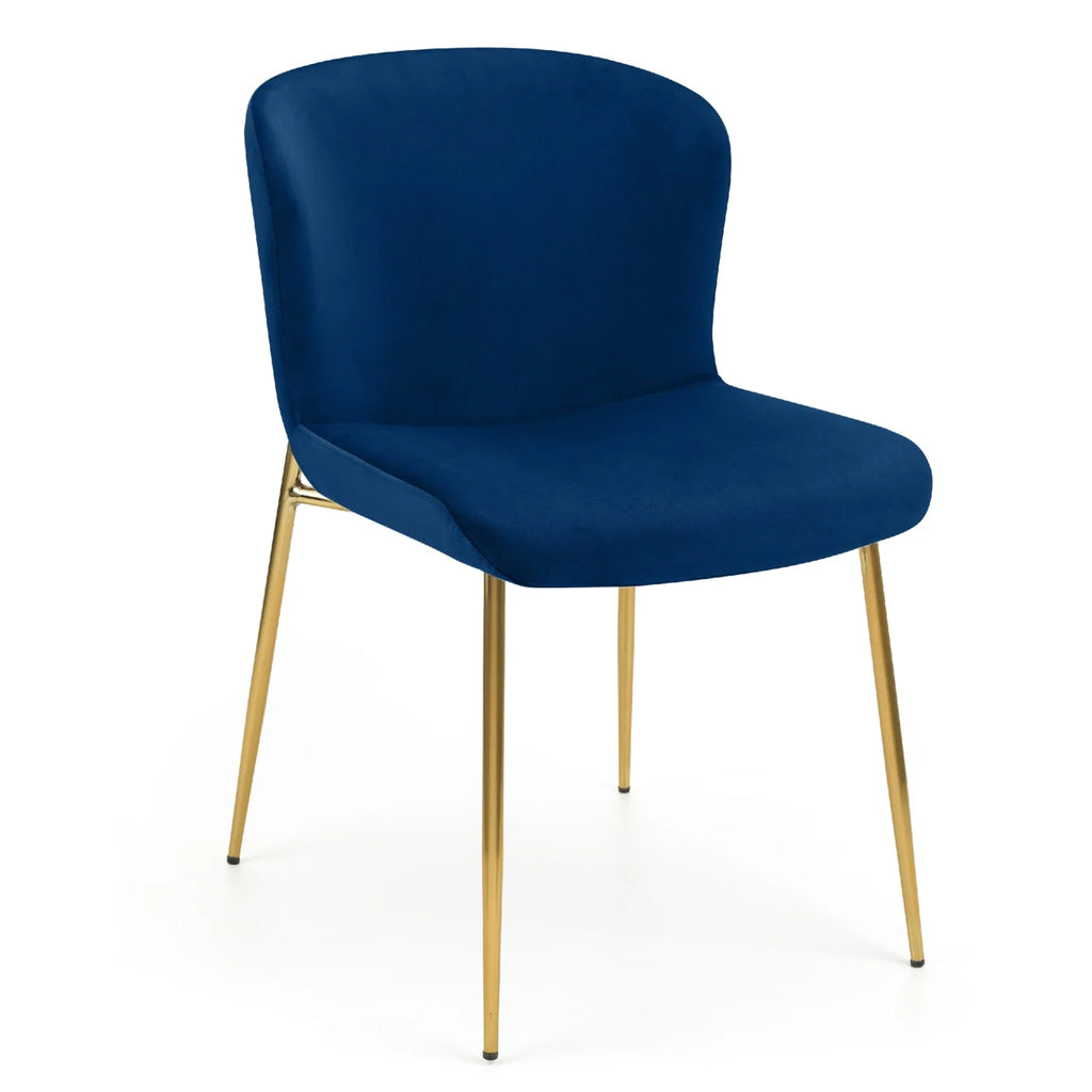 Velvet Dining Chairs in Set Of 2 With Gold Metal Legs - Harper