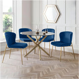 Velvet Dining Chairs in Set Of 2 With Gold Metal Legs - Harper