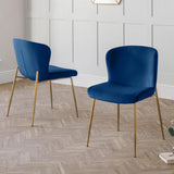 Velvet Dining Chairs in Set Of 2 With Gold Metal Legs - Harper