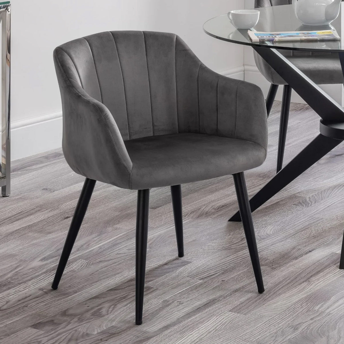 Velvet Dining Chairs in Set Of 2 Scalloped - Hobart