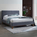 Velvet Double Bed With Oak Wooden Legs - Albany
