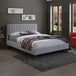 Velvet Double Bed With Oak Wooden Legs - Albany