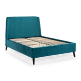 Velvet Double Bed With Curved Headboard - Frida