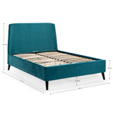 Velvet Double Bed With Curved Headboard - Frida