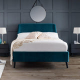 Velvet Double Bed With Curved Headboard - Frida