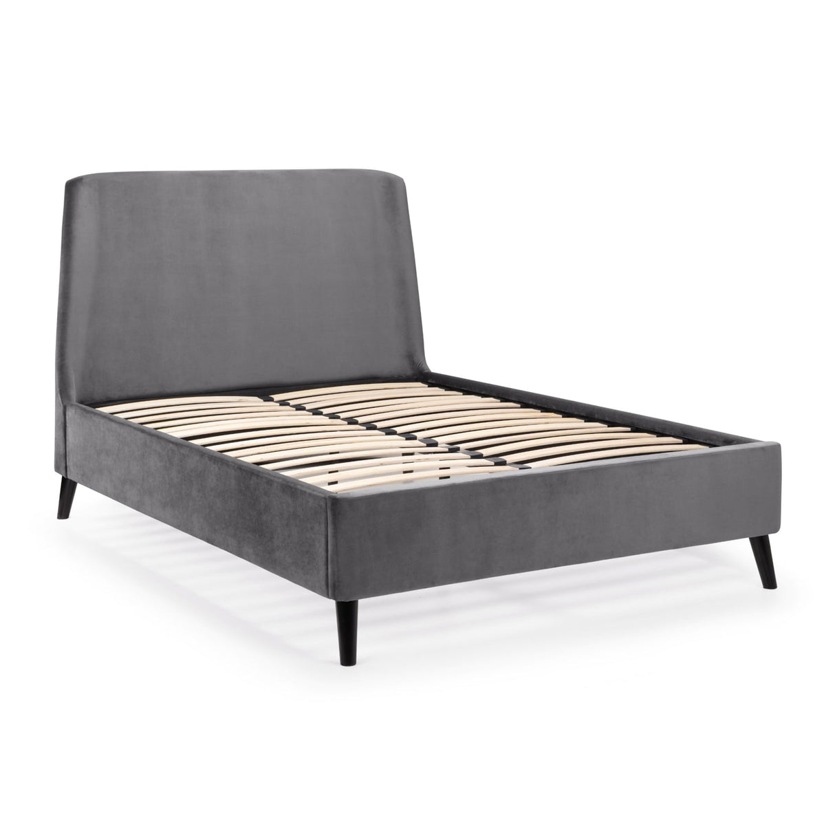 Velvet Double Bed With Curved Headboard - Frida