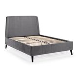 Velvet Double Bed With Curved Headboard - Frida