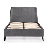 Velvet Double Bed With Curved Headboard - Frida