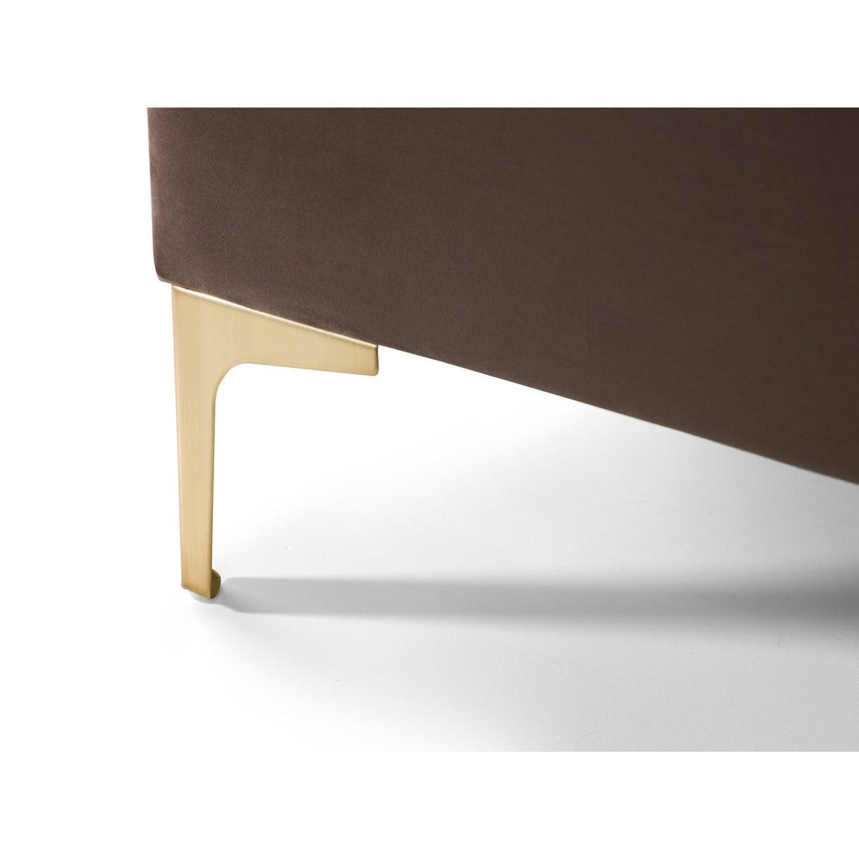 Velvet Double Bed With Gold Metal Feet - Deco