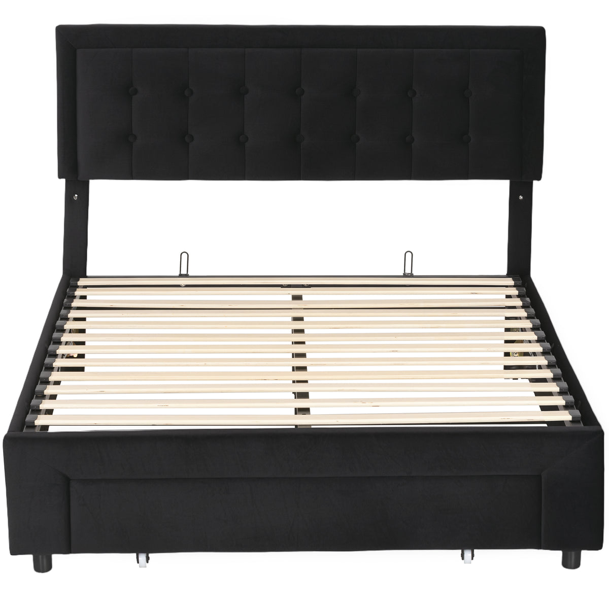 Velvet Double Ottoman Storage Bed 140cm Wide With Front Drawer - Velmora