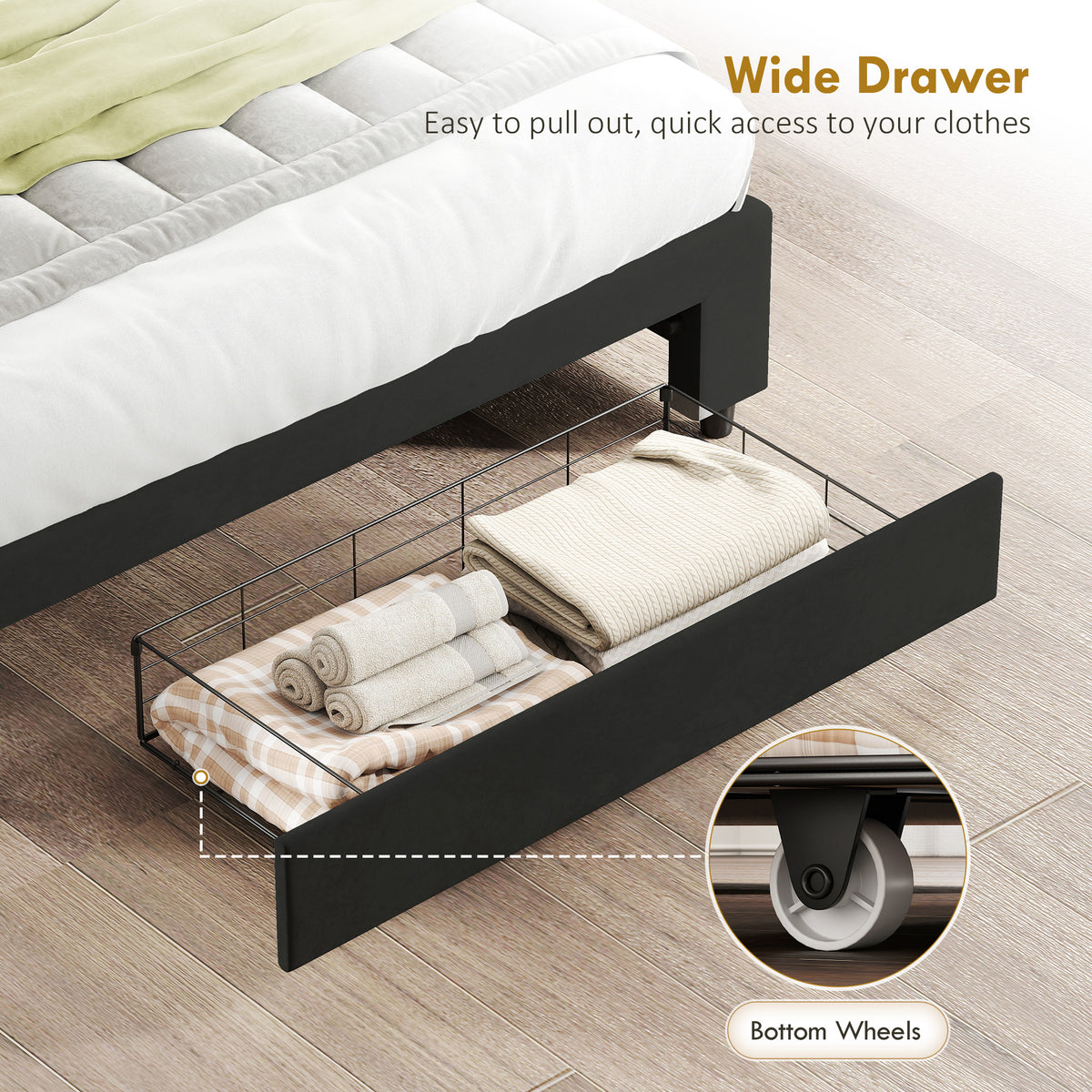 Velvet Double Ottoman Storage Bed 140cm Wide With Front Drawer - Velmora