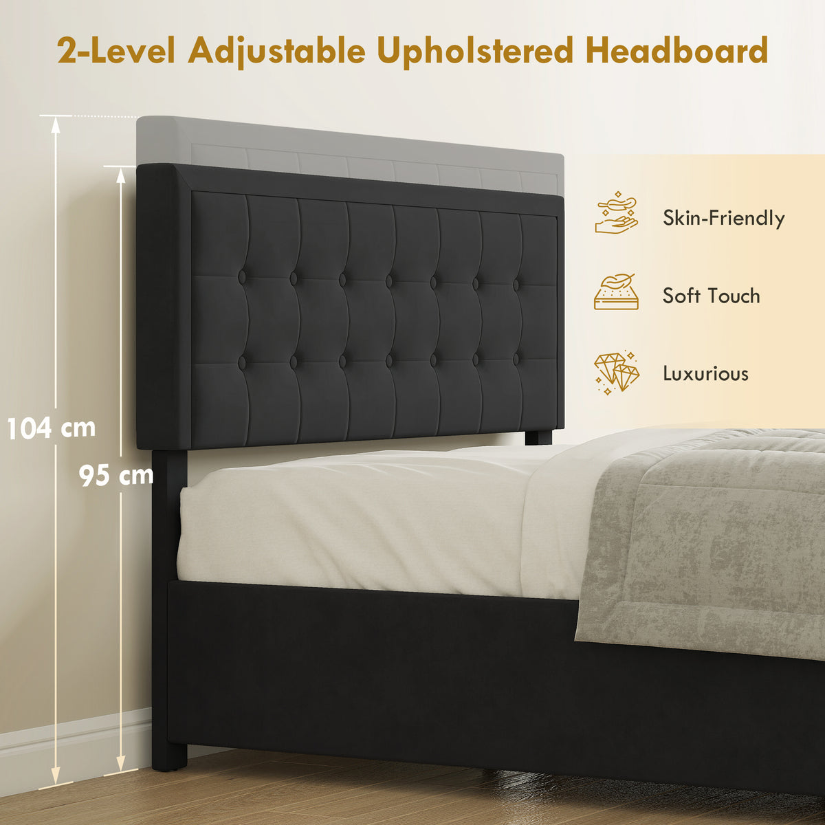 Velvet Double Ottoman Storage Bed 140cm Wide With Front Drawer - Velmora