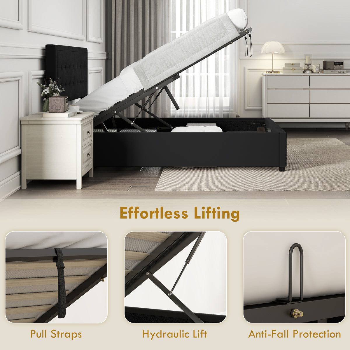 Velvet Double Ottoman Storage Bed 140cm Wide With Front Drawer - Velmora