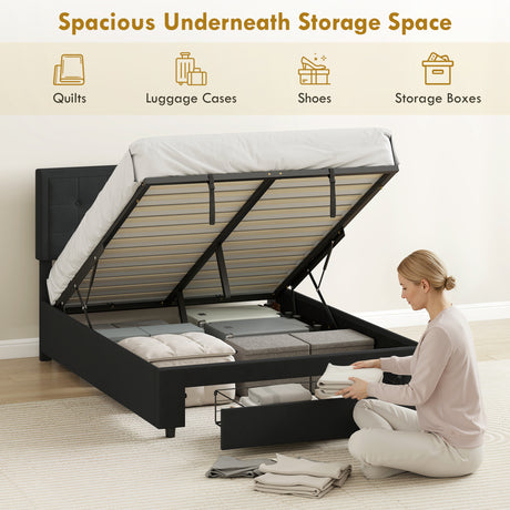 Velvet Double Ottoman Storage Bed 140cm Wide With Front Drawer - Velmora