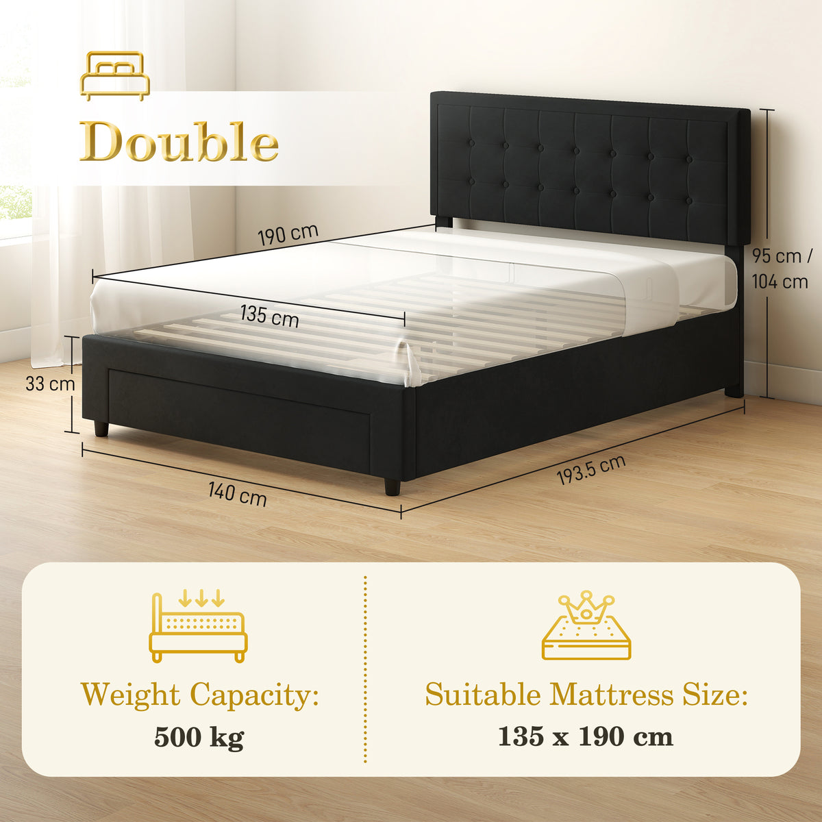 Velvet Double Ottoman Storage Bed 140cm Wide With Front Drawer - Velmora