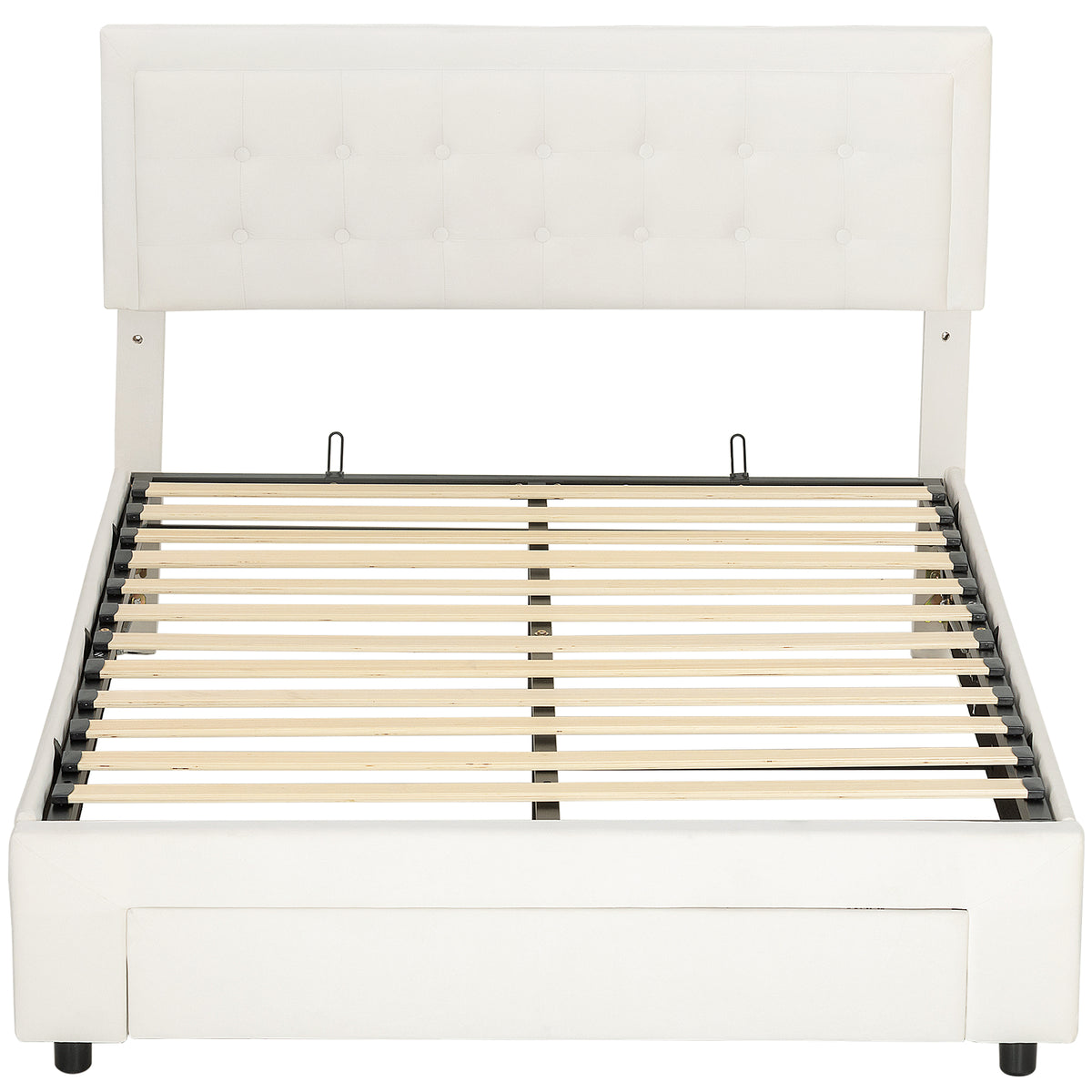 Velvet Double Ottoman Storage Bed 140cm Wide With Front Drawer - Velmora