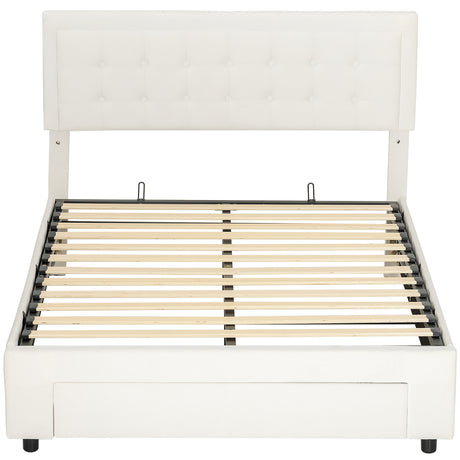 Velvet Double Ottoman Storage Bed 140cm Wide With Front Drawer - Velmora