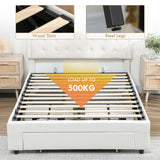 Velvet Double Ottoman Storage Bed 140cm Wide With Front Drawer - Velmora