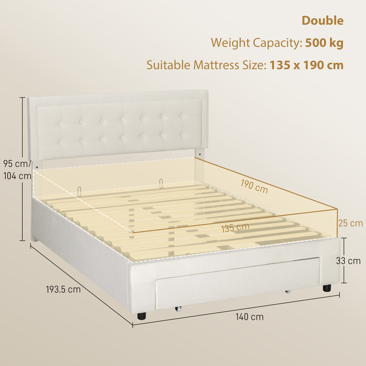 Velvet Double Ottoman Storage Bed 140cm Wide With Front Drawer - Velmora