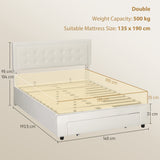 Velvet Double Ottoman Storage Bed 140cm Wide With Front Drawer - Velmora