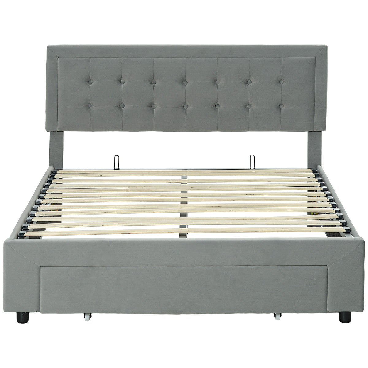 Velvet Double Ottoman Storage Bed 140cm Wide With Front Drawer - Velmora