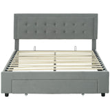 Velvet Double Ottoman Storage Bed 140cm Wide With Front Drawer - Velmora